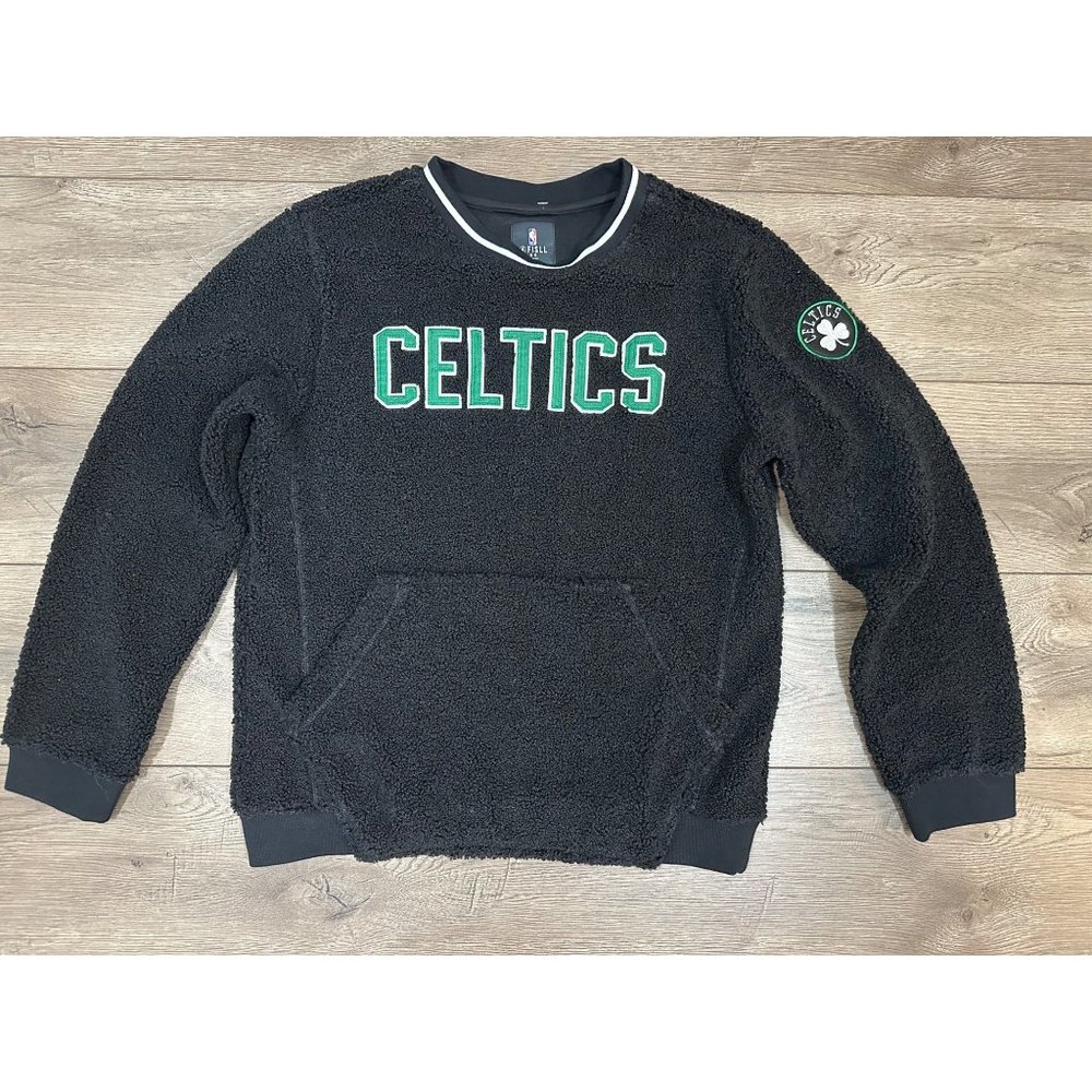 Boston Celtics NBA FSLL Sherpa Sweatshirt Kangroo Pouch Black M - Picture 1 of 10